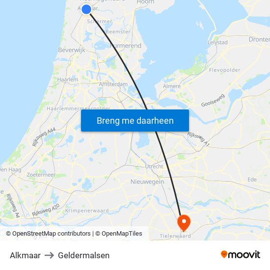 Alkmaar to Geldermalsen map