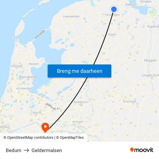 Bedum to Geldermalsen map