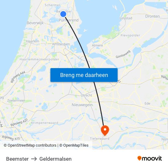 Beemster to Geldermalsen map