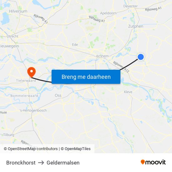 Bronckhorst to Geldermalsen map
