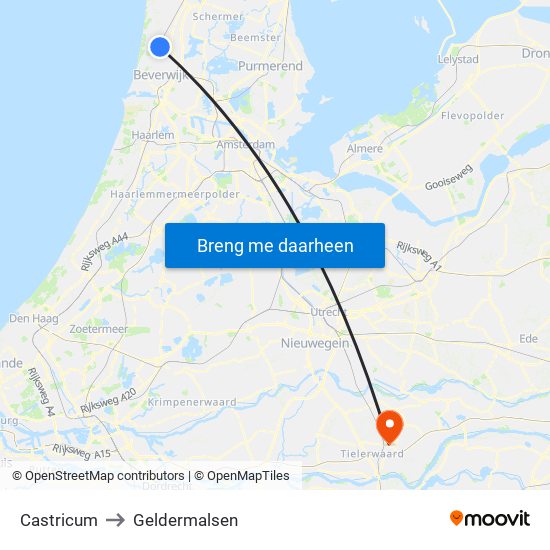 Castricum to Geldermalsen map