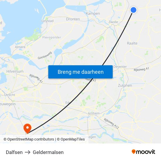 Dalfsen to Geldermalsen map