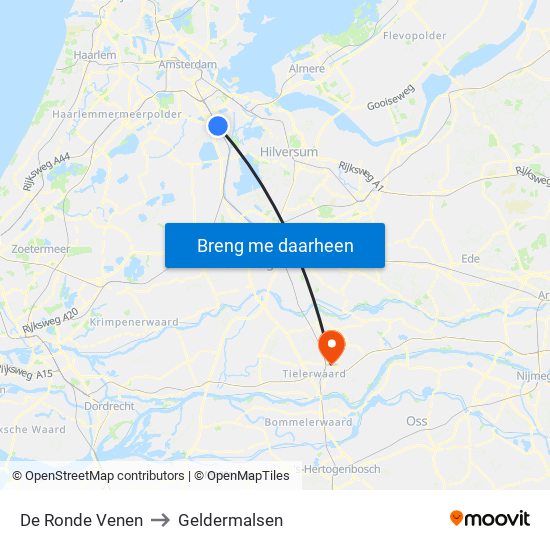 De Ronde Venen to Geldermalsen map