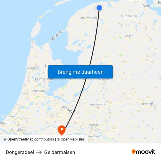 Dongeradeel to Geldermalsen map