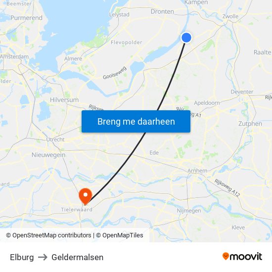 Elburg to Geldermalsen map