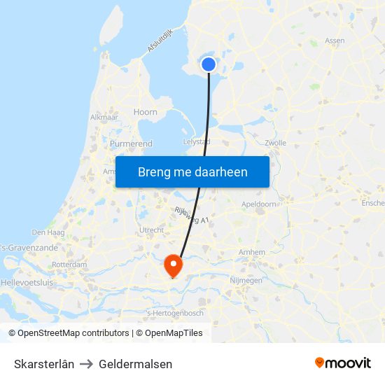 Skarsterlân to Geldermalsen map