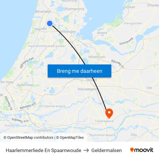 Haarlemmerliede En Spaarnwoude to Geldermalsen map