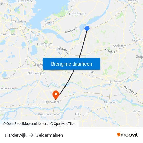 Harderwijk to Geldermalsen map