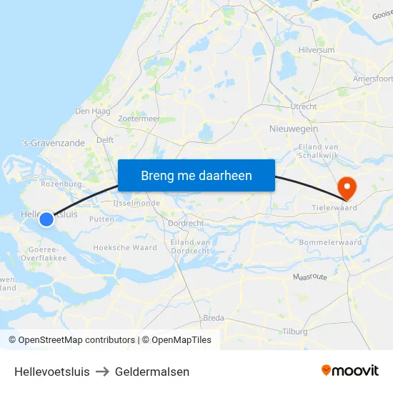 Hellevoetsluis to Geldermalsen map