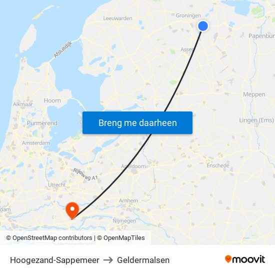 Hoogezand-Sappemeer to Geldermalsen map