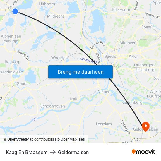 Kaag En Braassem to Geldermalsen map