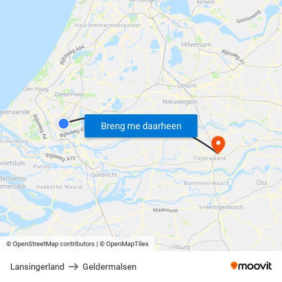 Lansingerland to Geldermalsen map