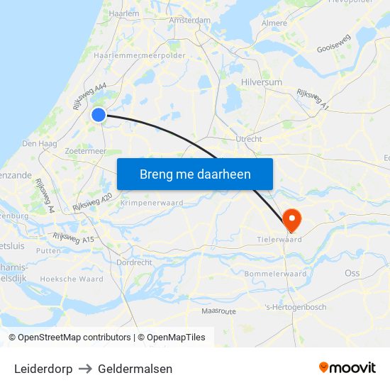 Leiderdorp to Geldermalsen map