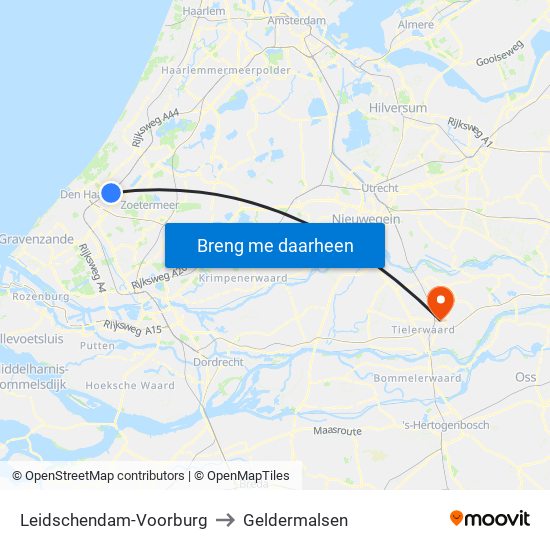 Leidschendam-Voorburg to Geldermalsen map