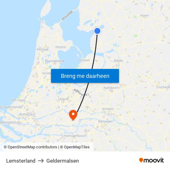 Lemsterland to Geldermalsen map