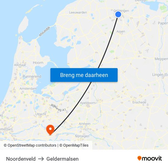 Noordenveld to Geldermalsen map