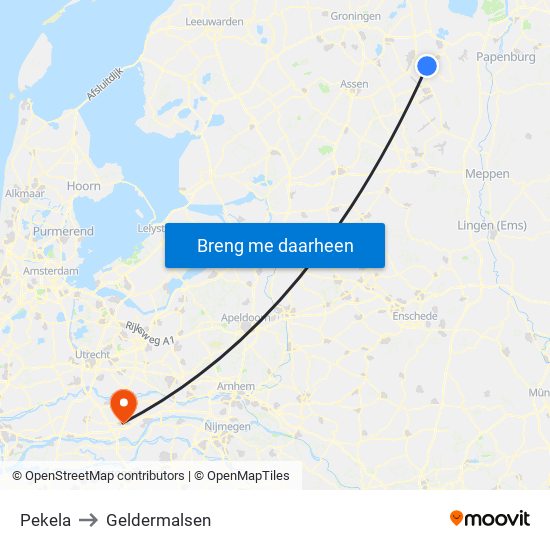 Pekela to Geldermalsen map