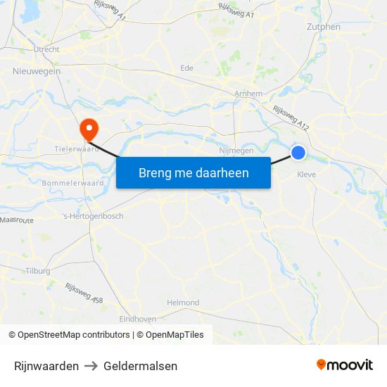 Rijnwaarden to Geldermalsen map