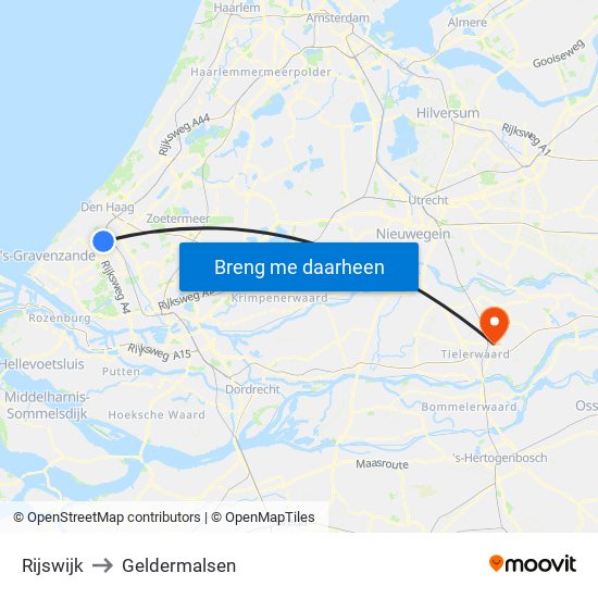 Rijswijk to Geldermalsen map