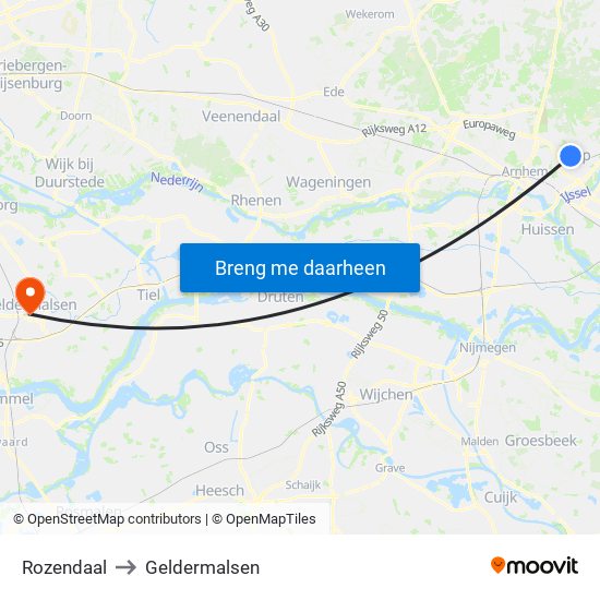 Rozendaal to Geldermalsen map