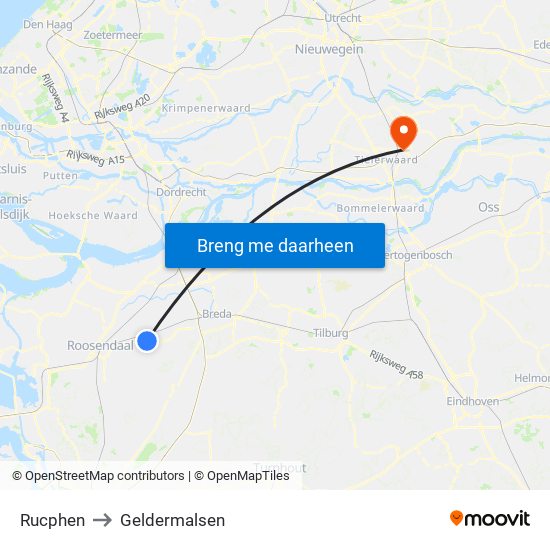 Rucphen to Geldermalsen map