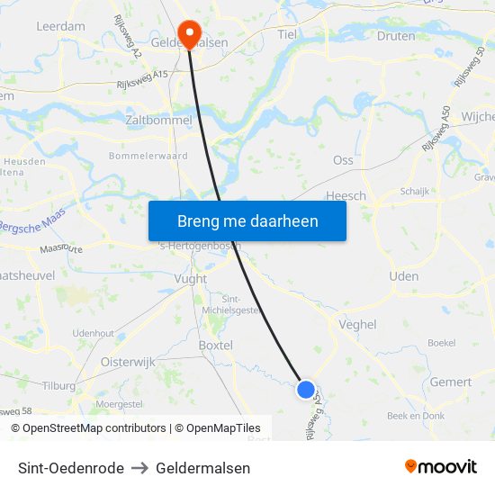 Sint-Oedenrode to Geldermalsen map