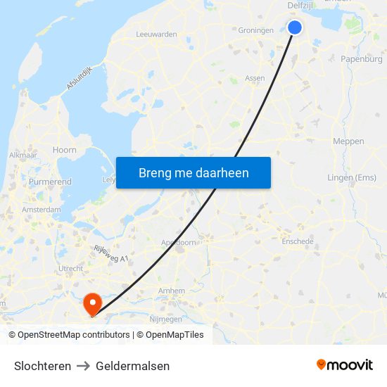 Slochteren to Geldermalsen map