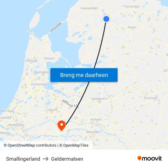 Smallingerland to Geldermalsen map