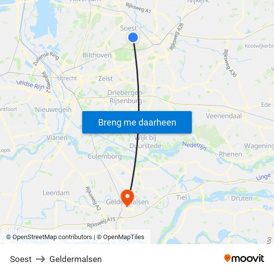 Soest to Geldermalsen map