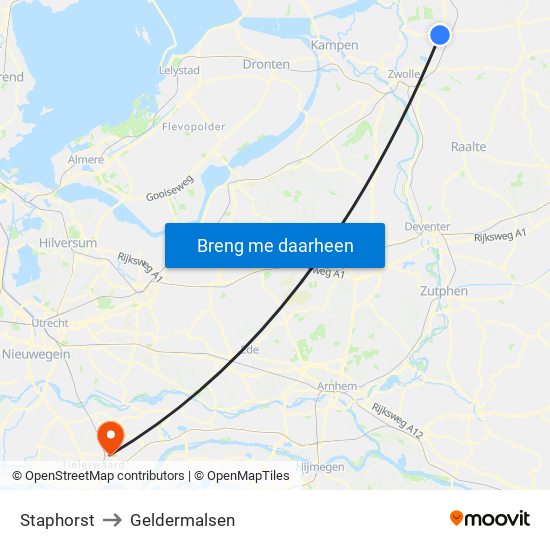 Staphorst to Geldermalsen map