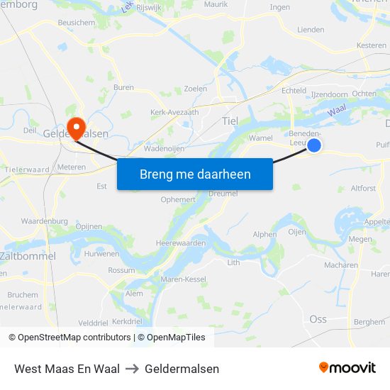 West Maas En Waal to Geldermalsen map