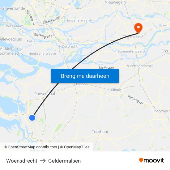 Woensdrecht to Geldermalsen map