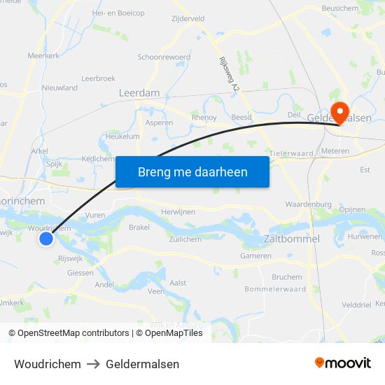 Woudrichem to Geldermalsen map