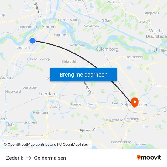 Zederik to Geldermalsen map