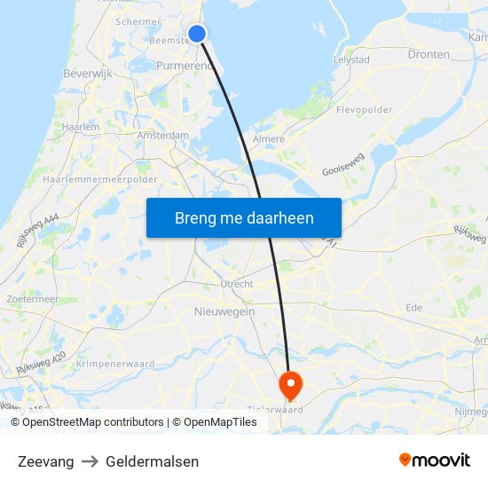 Zeevang to Geldermalsen map