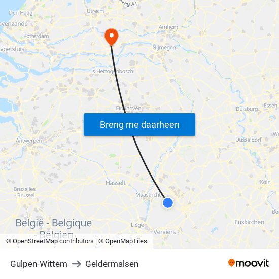 Gulpen-Wittem to Geldermalsen map