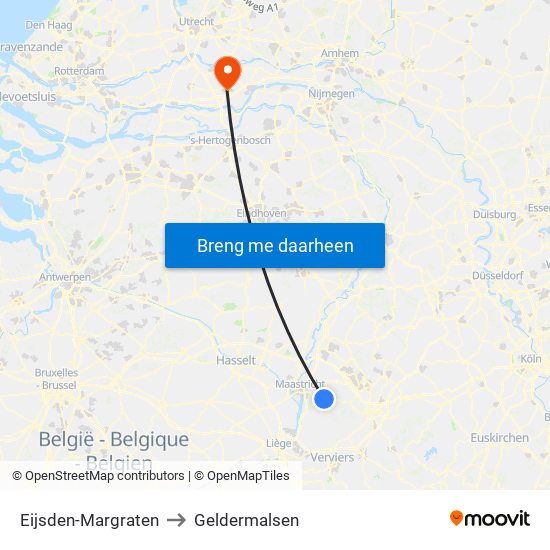 Eijsden-Margraten to Geldermalsen map