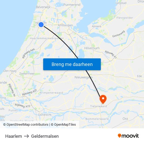 Haarlem to Geldermalsen map