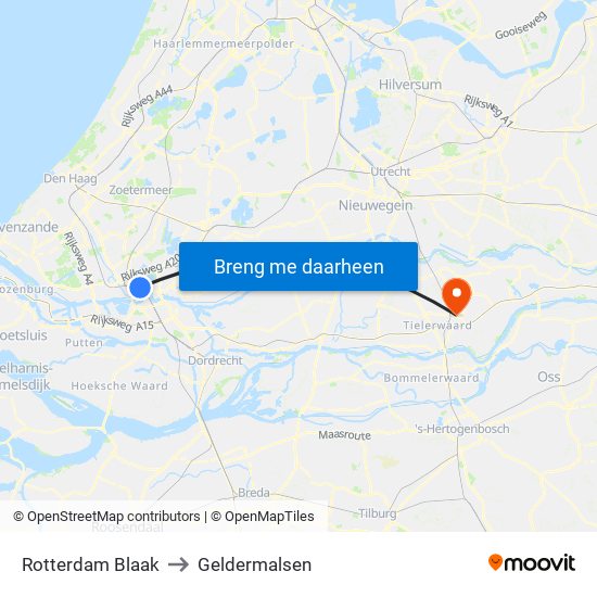 Rotterdam Blaak to Geldermalsen map