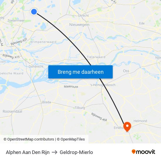 Alphen Aan Den Rijn to Geldrop-Mierlo map