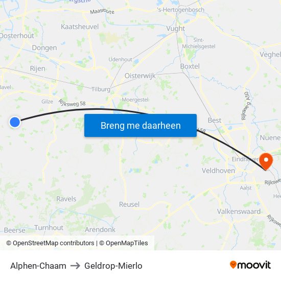Alphen-Chaam to Geldrop-Mierlo map