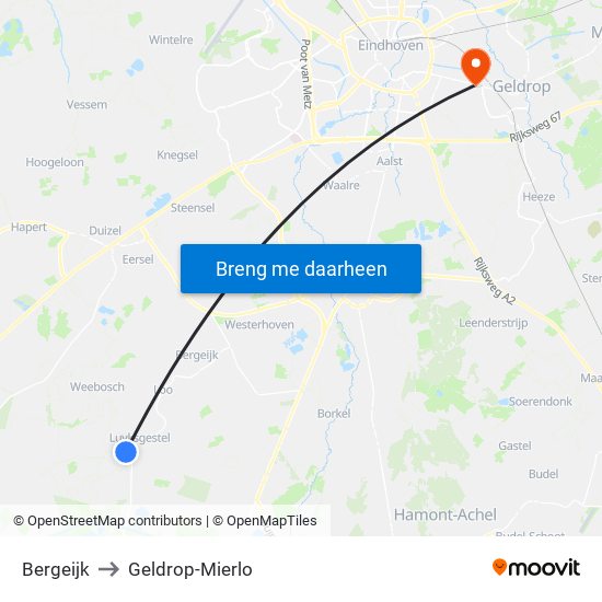 Bergeijk to Geldrop-Mierlo map