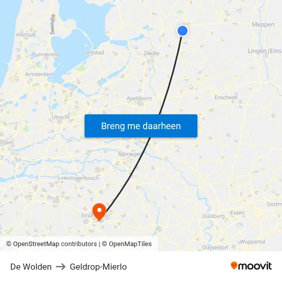 De Wolden to Geldrop-Mierlo map