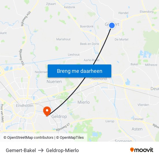 Gemert-Bakel to Geldrop-Mierlo map