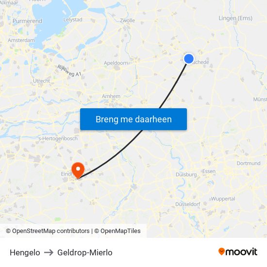 Hengelo to Geldrop-Mierlo map