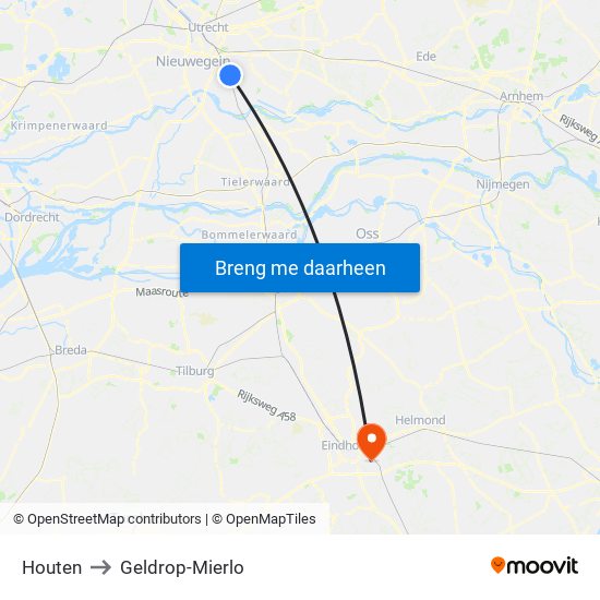 Houten to Geldrop-Mierlo map