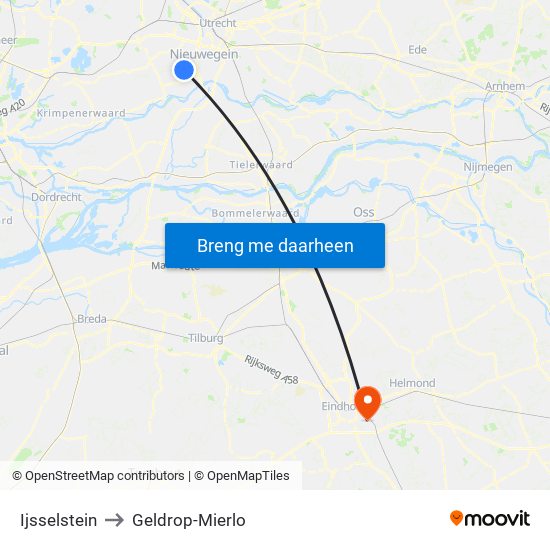 Ijsselstein to Geldrop-Mierlo map
