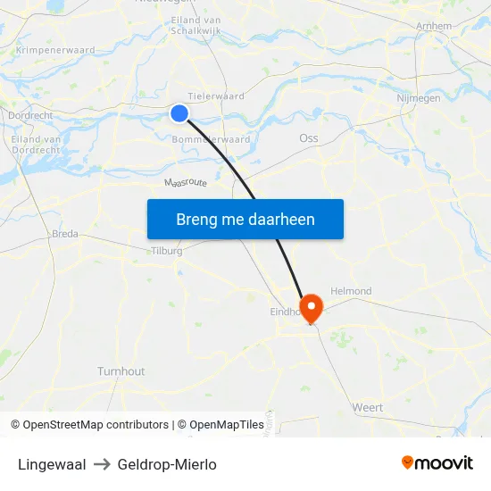 Lingewaal to Geldrop-Mierlo map