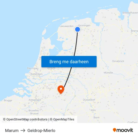 Marum to Geldrop-Mierlo map