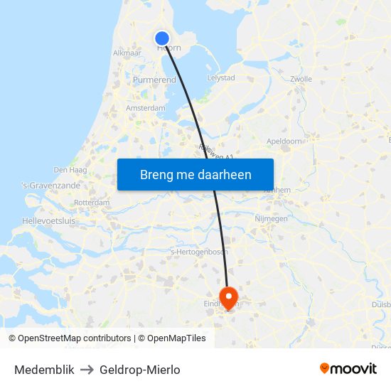 Medemblik to Geldrop-Mierlo map